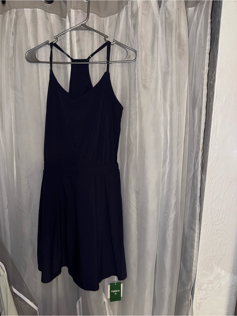 HALARA Navy Blue Spaghetti Strap Mini Dress